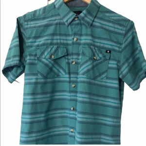 🛍️3/$40 Lucky Brand Shirt Stripe Button Down Short Sleeve Shirt Size XL